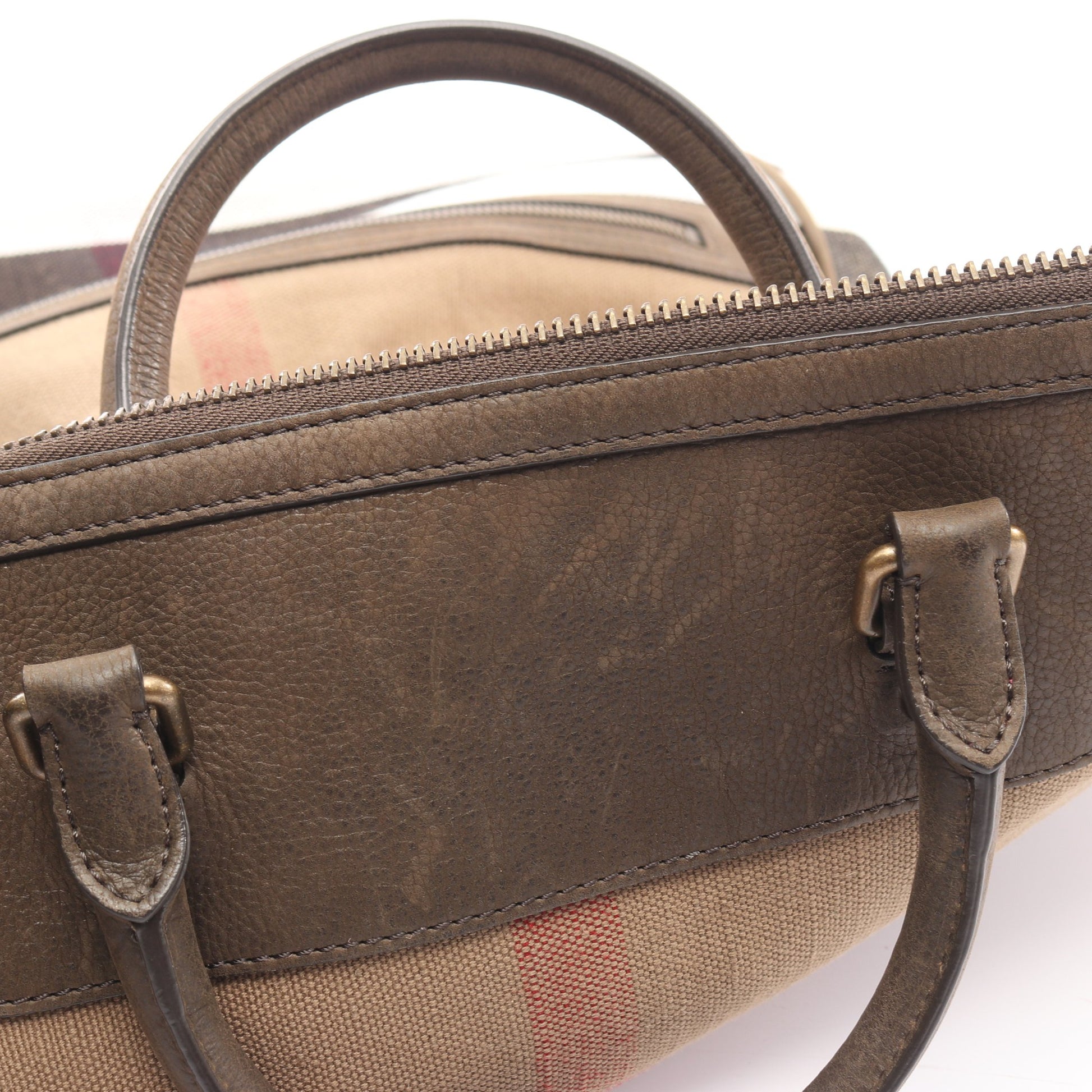 メガチェック ハンドバッグ キャンバス レザー ベージュ マルチカラー 2WAY バーバリー バッグ BURBERRY