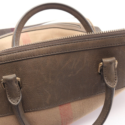 メガチェック ハンドバッグ キャンバス レザー ベージュ マルチカラー 2WAY バーバリー バッグ BURBERRY