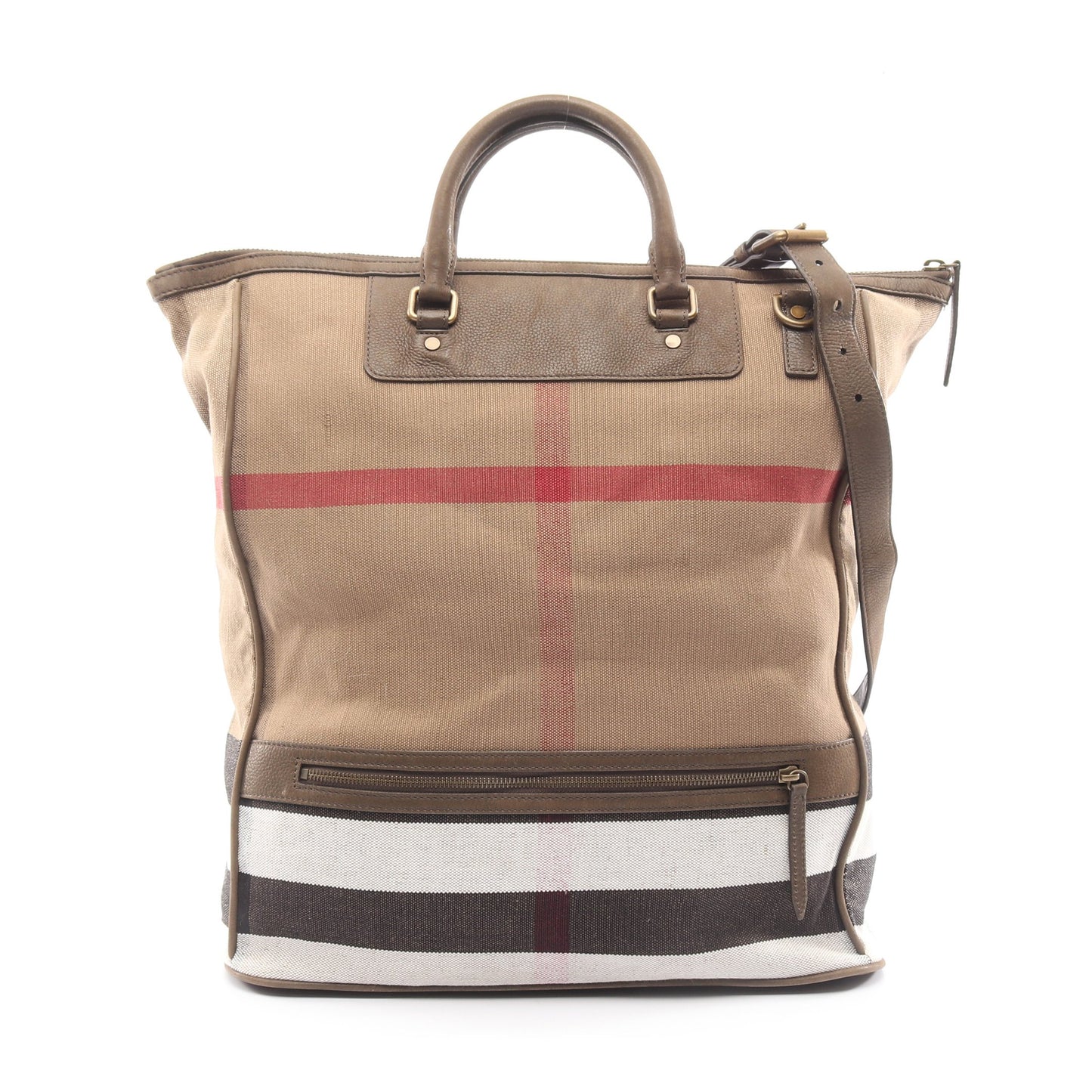 メガチェック ハンドバッグ キャンバス レザー ベージュ マルチカラー 2WAY バーバリー バッグ BURBERRY
