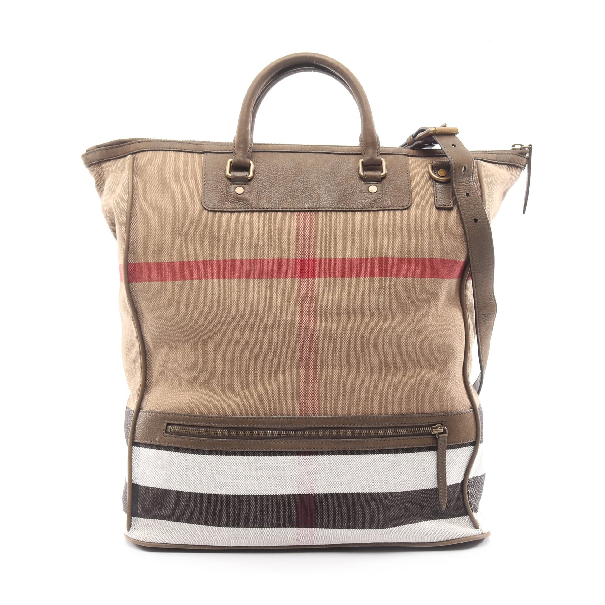 メガチェック ハンドバッグ キャンバス レザー ベージュ マルチカラー 2WAY バーバリー バッグ BURBERRY