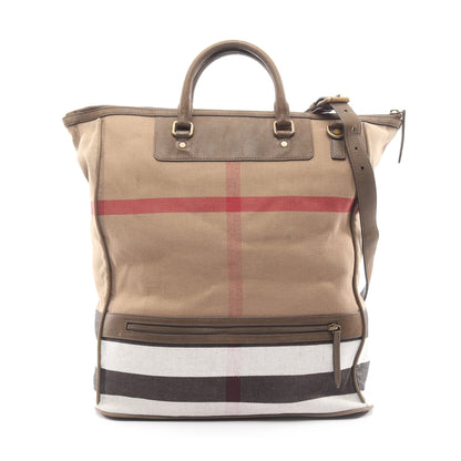 メガチェック ハンドバッグ キャンバス レザー ベージュ マルチカラー 2WAY バーバリー バッグ BURBERRY