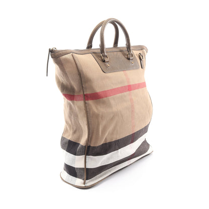 メガチェック ハンドバッグ キャンバス レザー ベージュ マルチカラー 2WAY バーバリー バッグ BURBERRY