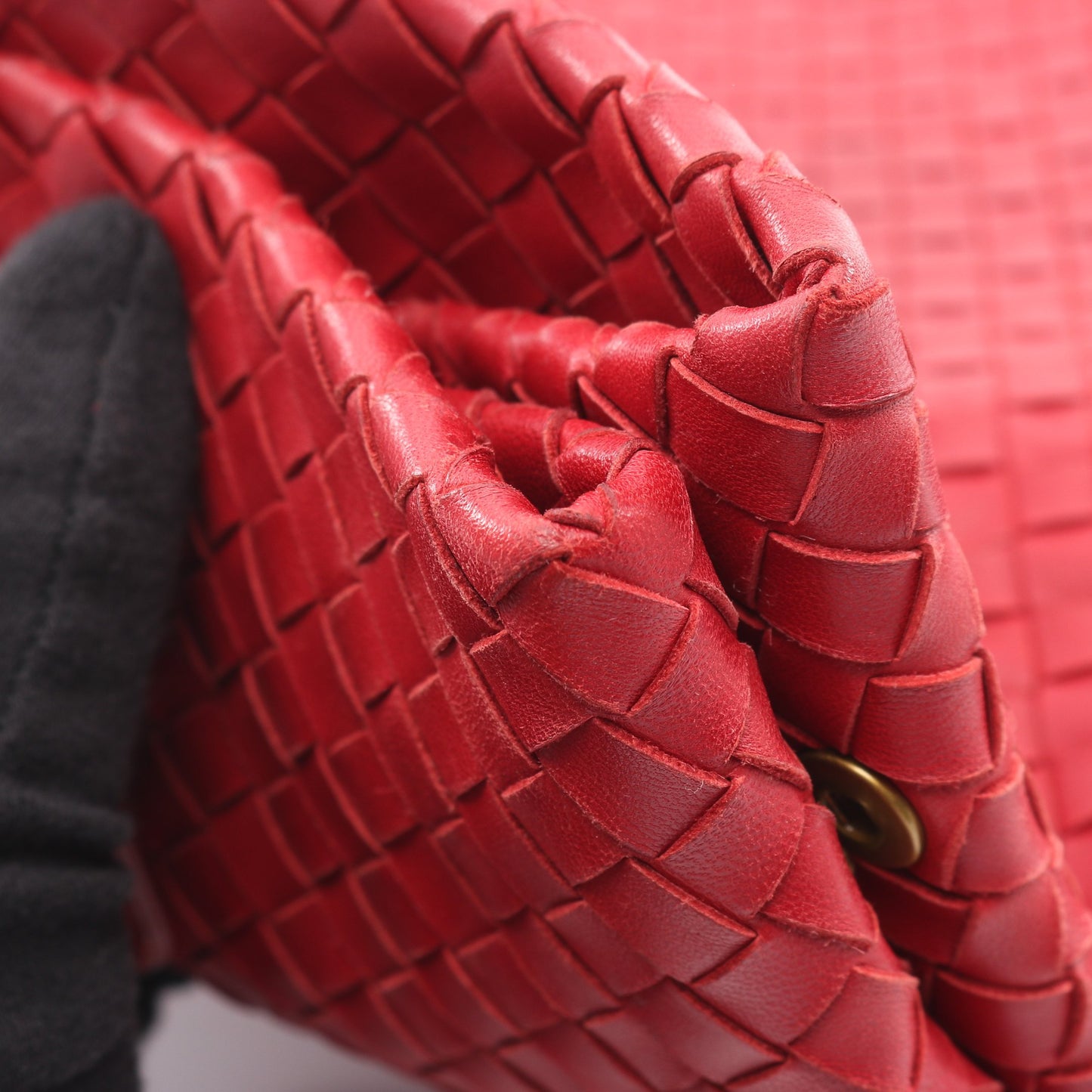 イントレチャート ハンドバッグ トートバッグ レザー レッド ボッテガヴェネタ バッグ BOTTEGA VENETA