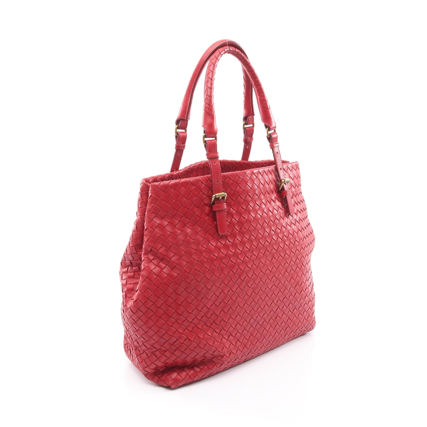 イントレチャート ハンドバッグ トートバッグ レザー レッド ボッテガヴェネタ バッグ BOTTEGA VENETA