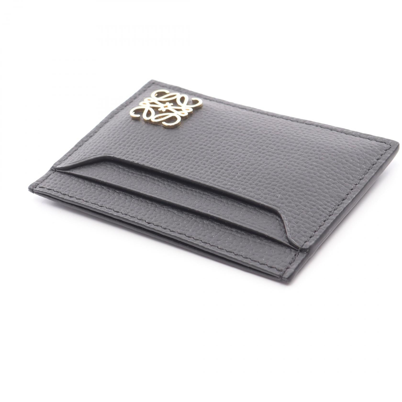 LOEWE ブラックレザー カードケース　アナグラム　アナグラム　財布 アナグラム カードケース レザー ブラック ロエベ – RECLO