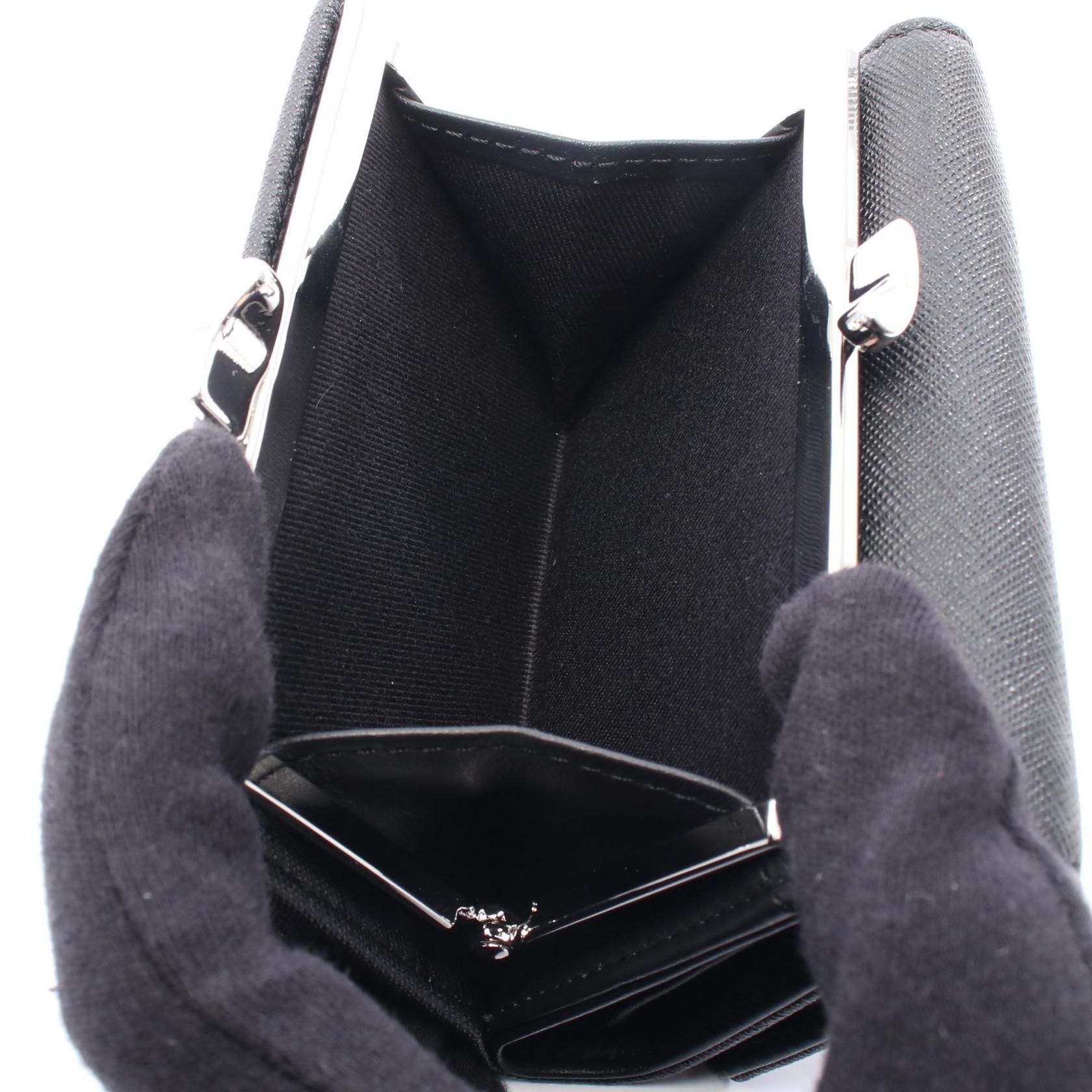 SMALL FRAME WALLET 三つ折り財布 サフィアーノレザー ブラック