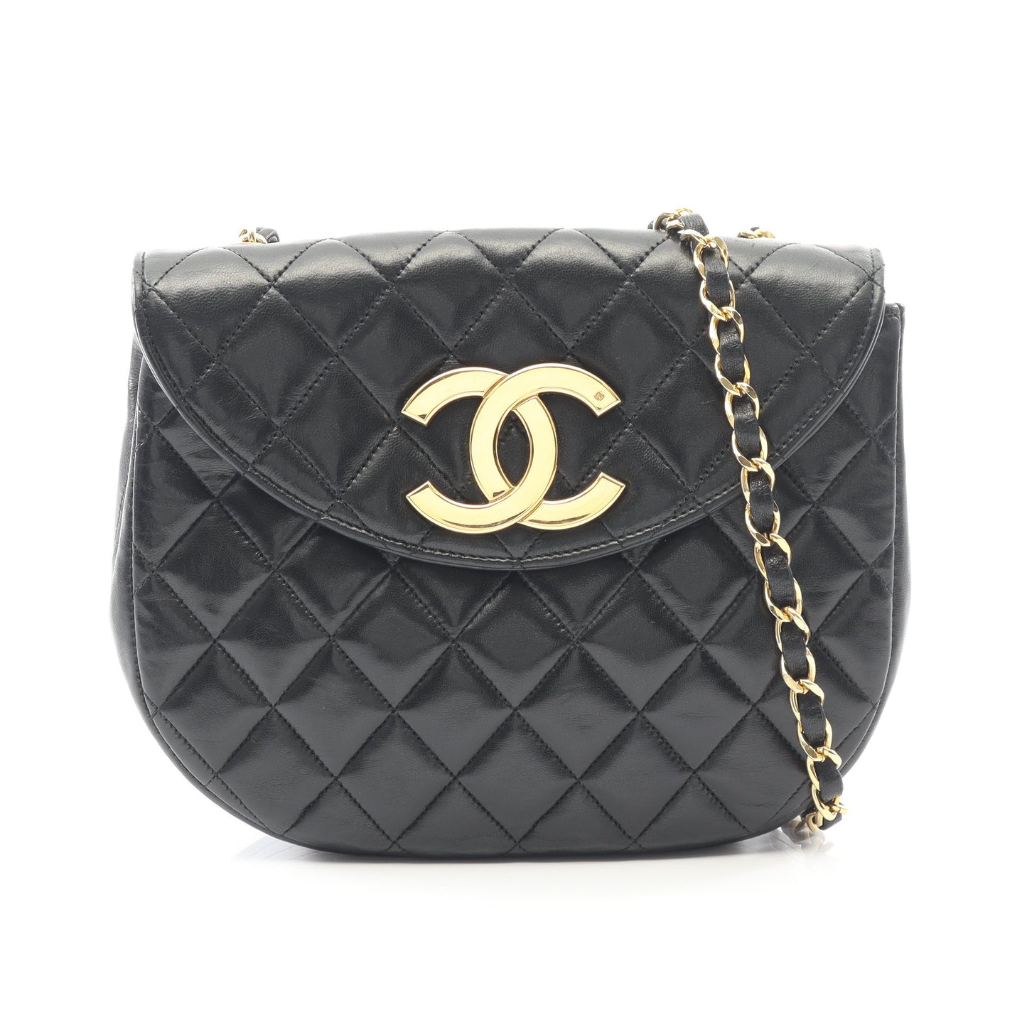 マトラッセ チェーンショルダーバッグ ラムスキン ブラック ゴールド金具 シャネル バッグ CHANEL
