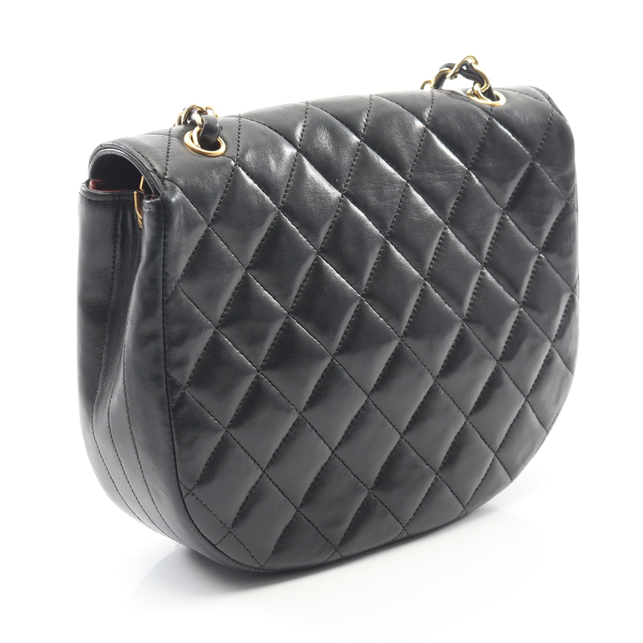 マトラッセ チェーンショルダーバッグ ラムスキン ブラック ゴールド