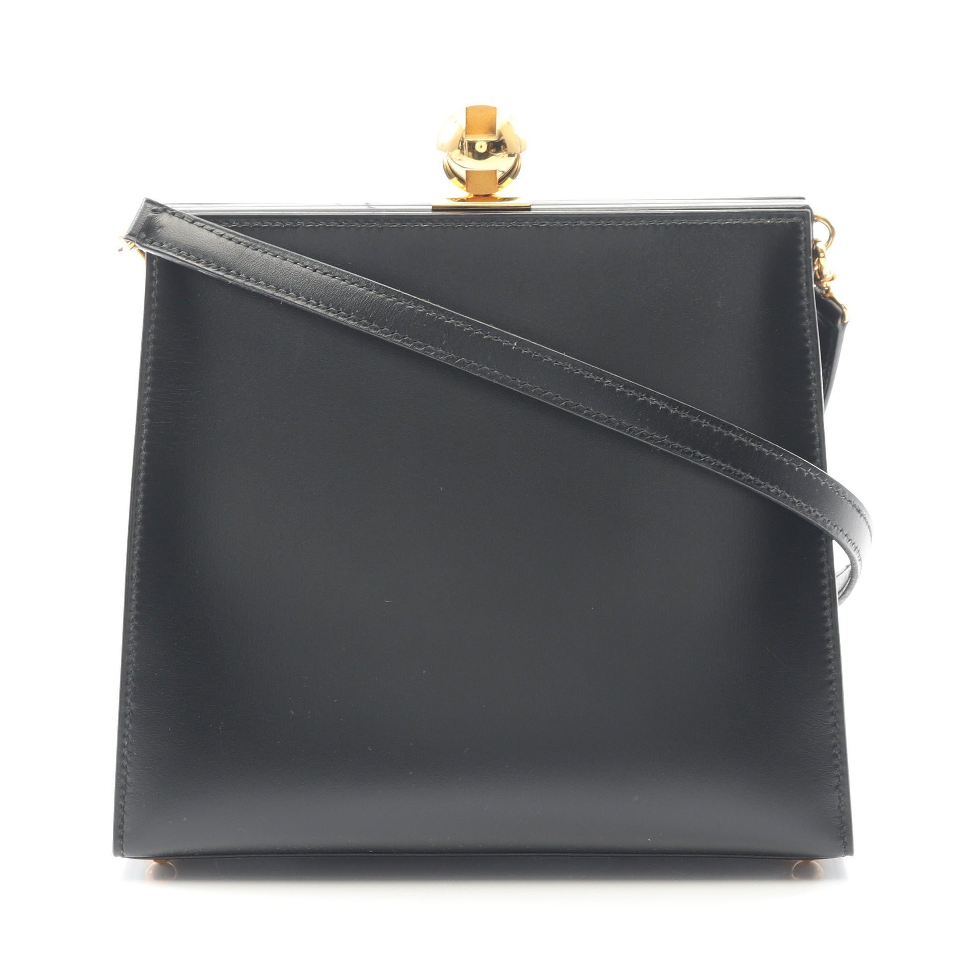 ショルダーバッグ ボックスカーフ ブラック ゴールド金具 エルメス バッグ HERMES