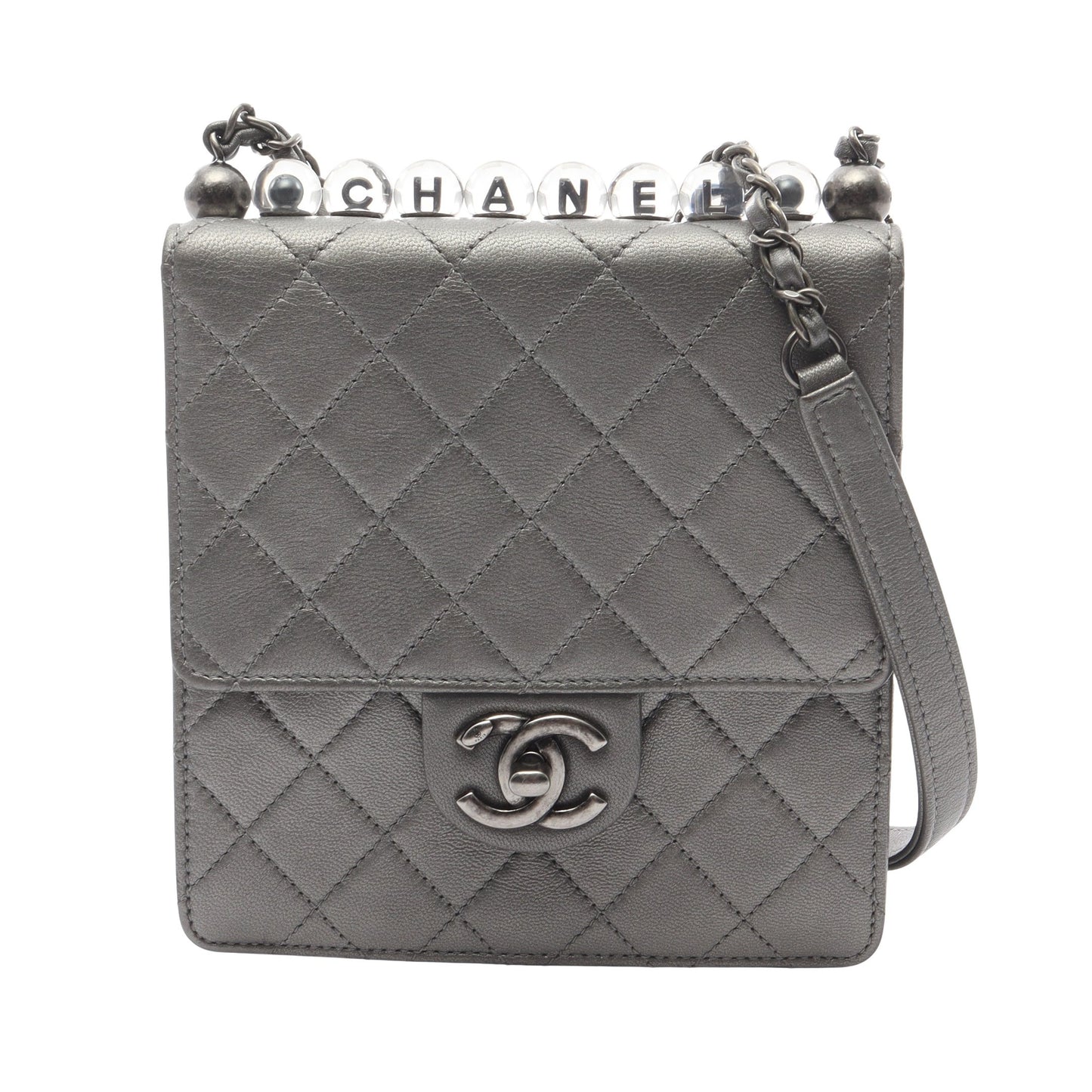 マトラッセ チェーンショルダーバッグ レザー シルバー シルバー金具 シャネル バッグ CHANEL