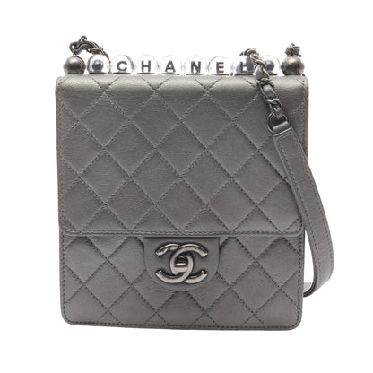 マトラッセ チェーンショルダーバッグ レザー シルバー シルバー金具 シャネル バッグ CHANEL