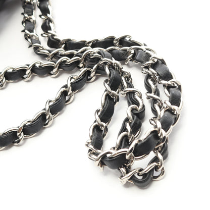 マトラッセ Wフラップ Wチェーンショルダーバッグ ラムスキン ブラック シルバー金具 シャネル バッグ CHANEL