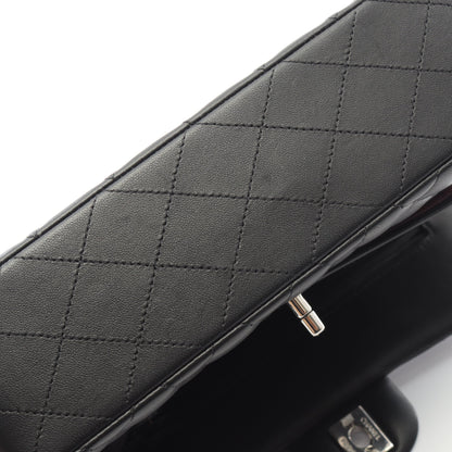 マトラッセ Wフラップ Wチェーンショルダーバッグ ラムスキン ブラック シルバー金具 シャネル バッグ CHANEL