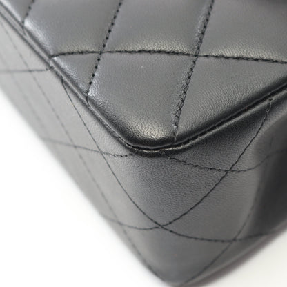 マトラッセ Wフラップ Wチェーンショルダーバッグ ラムスキン ブラック シルバー金具 シャネル バッグ CHANEL