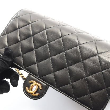 マトラッセ シングルフラップ チェーンショルダーバッグ ラムスキン ブラック ゴールド金具 シャネル バッグ CHANEL