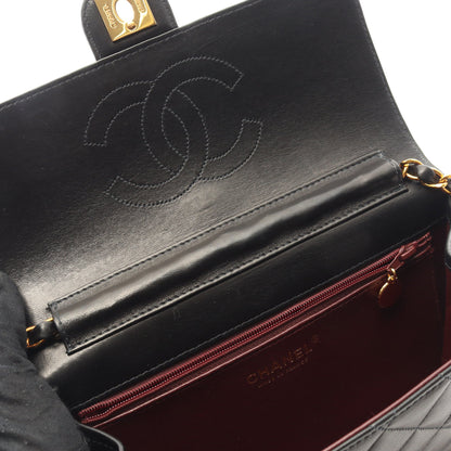 マトラッセ シングルフラップ チェーンショルダーバッグ ラムスキン ブラック ゴールド金具 シャネル バッグ CHANEL