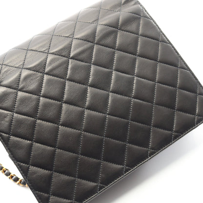 マトラッセ シングルフラップ チェーンショルダーバッグ ラムスキン ブラック ゴールド金具 シャネル バッグ CHANEL