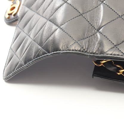 マトラッセ シングルフラップ チェーンショルダーバッグ ラムスキン ブラック ゴールド金具 シャネル バッグ CHANEL