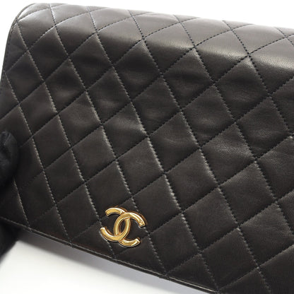 マトラッセ フルフラップ チェーンショルダーバッグ ラムスキン ブラック ゴールド金具 シャネル バッグ CHANEL