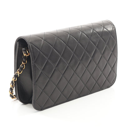 マトラッセ フルフラップ チェーンショルダーバッグ ラムスキン ブラック ゴールド金具 シャネル バッグ CHANEL