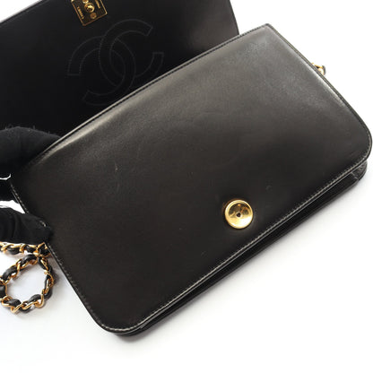 マトラッセ フルフラップ チェーンショルダーバッグ ラムスキン ブラック ゴールド金具 シャネル バッグ CHANEL