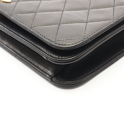 マトラッセ フルフラップ チェーンショルダーバッグ ラムスキン ブラック ゴールド金具 シャネル バッグ CHANEL