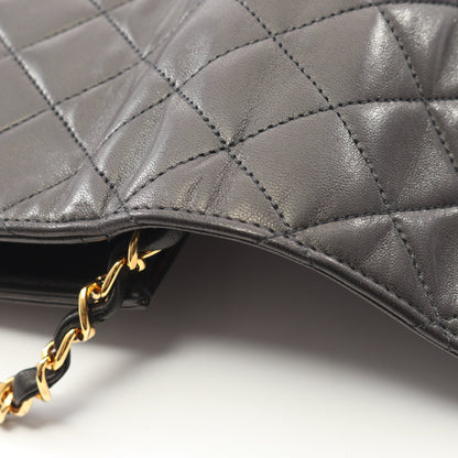 マトラッセ フルフラップ チェーンショルダーバッグ ラムスキン ブラック ゴールド金具 シャネル バッグ CHANEL