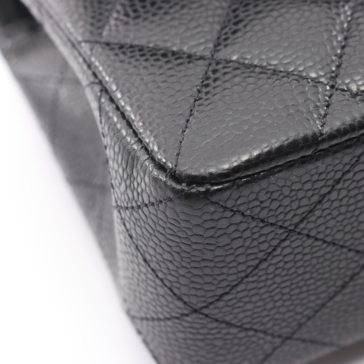 マトラッセ Wフラップ Wチェーンショルダーバッグ キャビアスキン ブラック シルバー金具 シャネル バッグ CHANEL