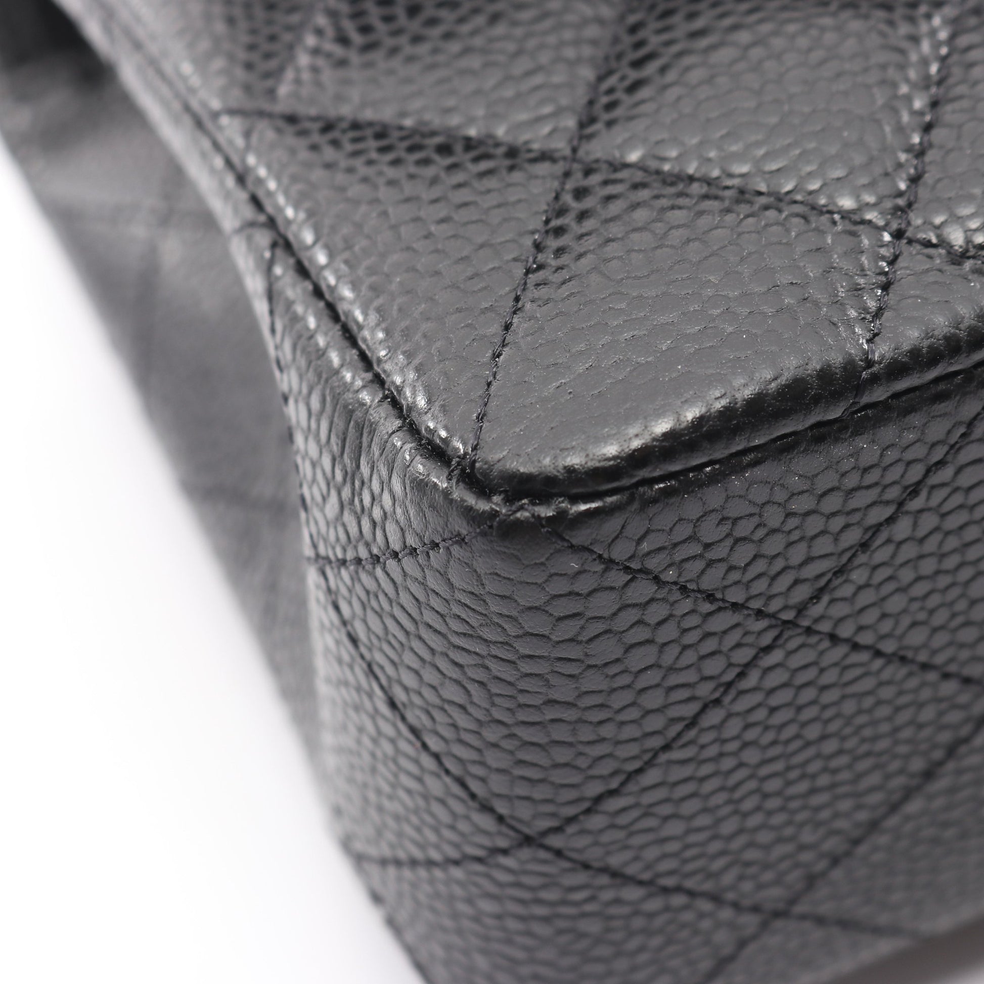 マトラッセ Wフラップ Wチェーンショルダーバッグ キャビアスキン ブラック シルバー金具 シャネル バッグ CHANEL