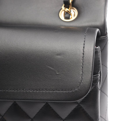 マトラッセ Wフラップ Wチェーンショルダーバッグ ラムスキン ブラック ゴールド金具 シャネル バッグ CHANEL