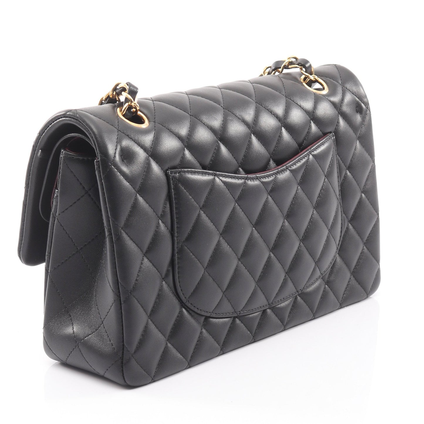 マトラッセ Wフラップ Wチェーンショルダーバッグ ラムスキン ブラック ゴールド金具 シャネル バッグ CHANEL