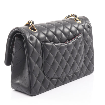 マトラッセ Wフラップ Wチェーンショルダーバッグ ラムスキン ブラック ゴールド金具 シャネル バッグ CHANEL