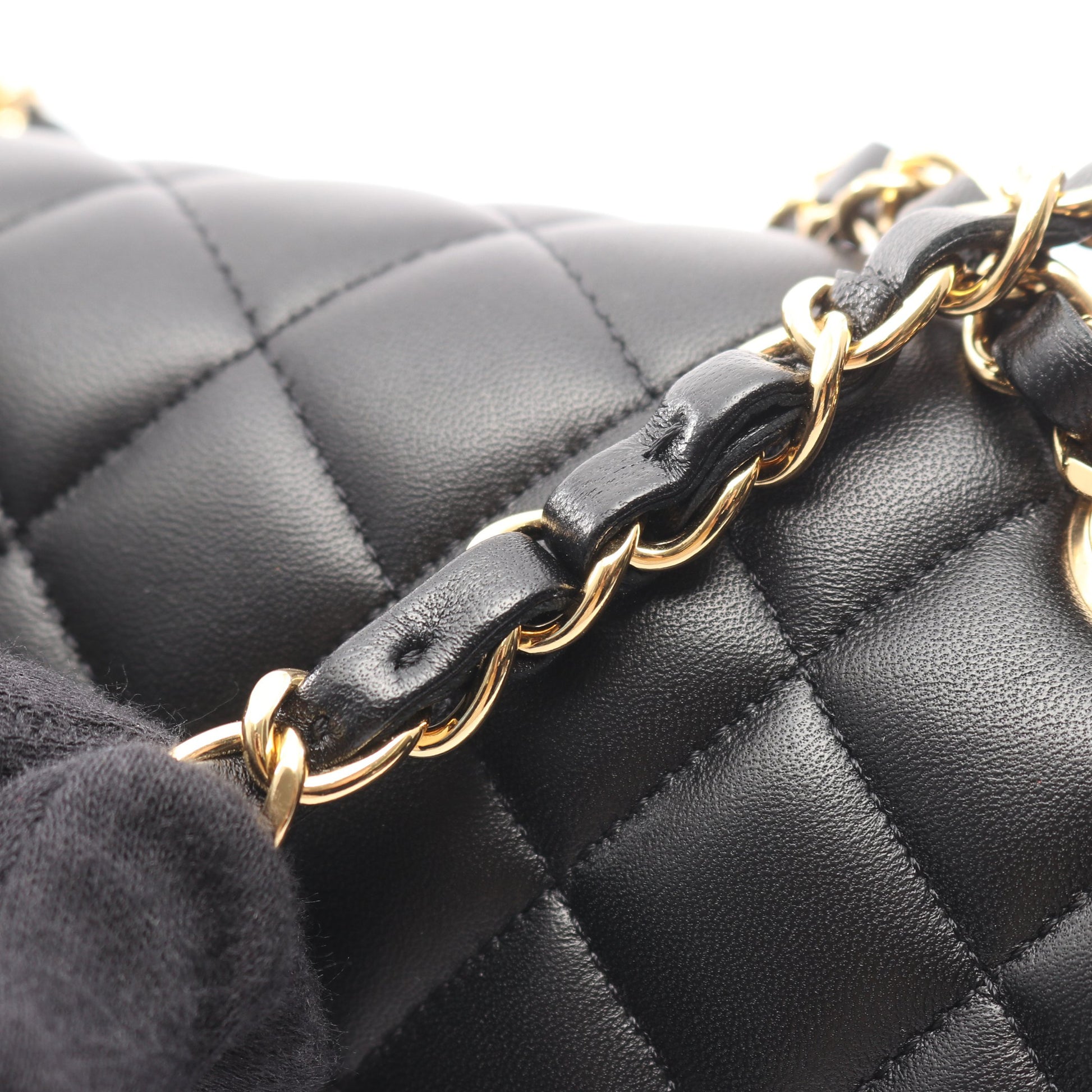 マトラッセ Wフラップ Wチェーンショルダーバッグ ラムスキン ブラック ゴールド金具 シャネル バッグ CHANEL
