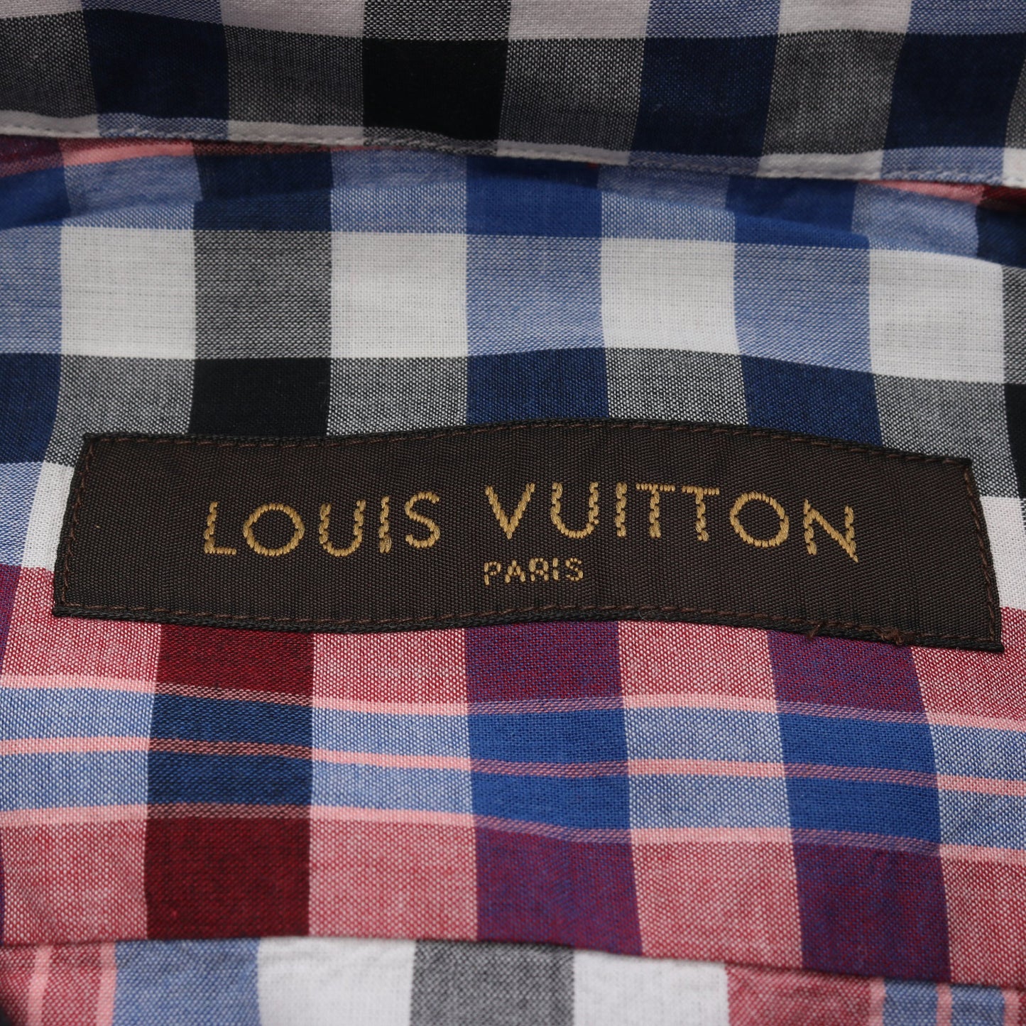 チェック シャツ 半袖 コットン ブルー ブラック レッド ルイヴィトン トップス LOUIS VUITTON