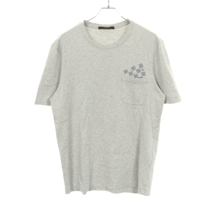 ダミエ 半袖Tシャツ クルーネック コットン グレー ポケット付き ルイヴィトン トップス LOUIS VUITTON