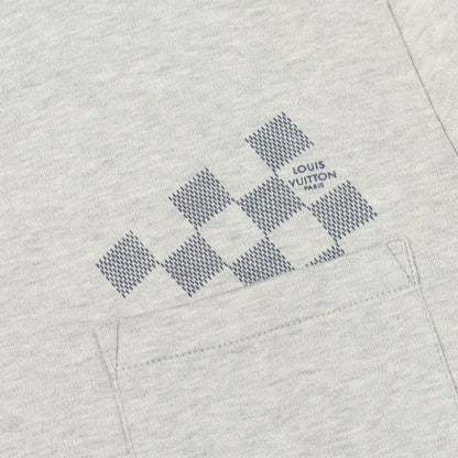 ダミエ 半袖Tシャツ クルーネック コットン グレー ポケット付き ルイヴィトン トップス LOUIS VUITTON