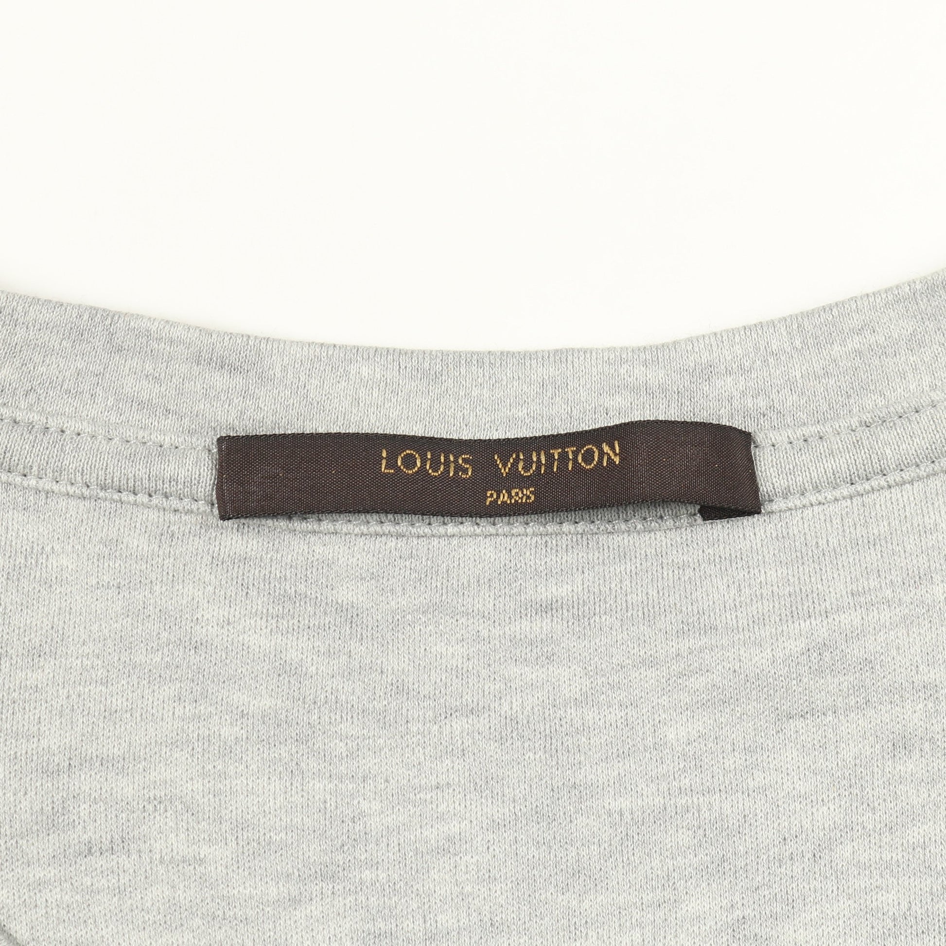 ダミエ 半袖Tシャツ クルーネック コットン グレー ポケット付き ルイヴィトン トップス LOUIS VUITTON