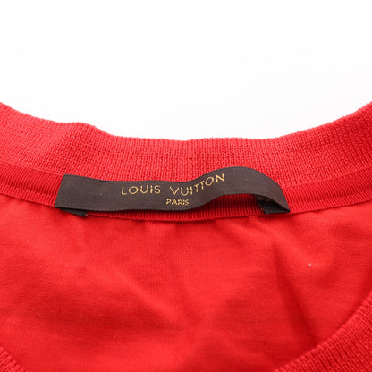 LV刺繍 半袖Tシャツ チェック コットン レッド ルイヴィトン トップス LOUIS VUITTON