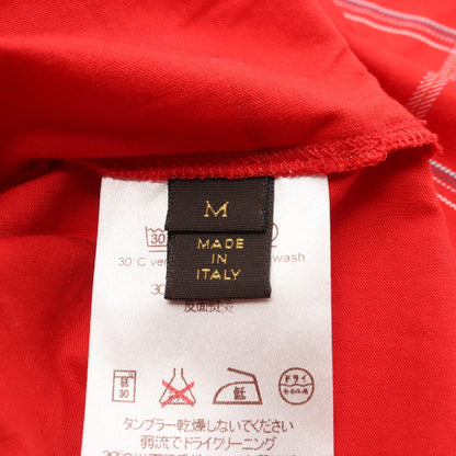 LV刺繍 半袖Tシャツ チェック コットン レッド ルイヴィトン トップス LOUIS VUITTON