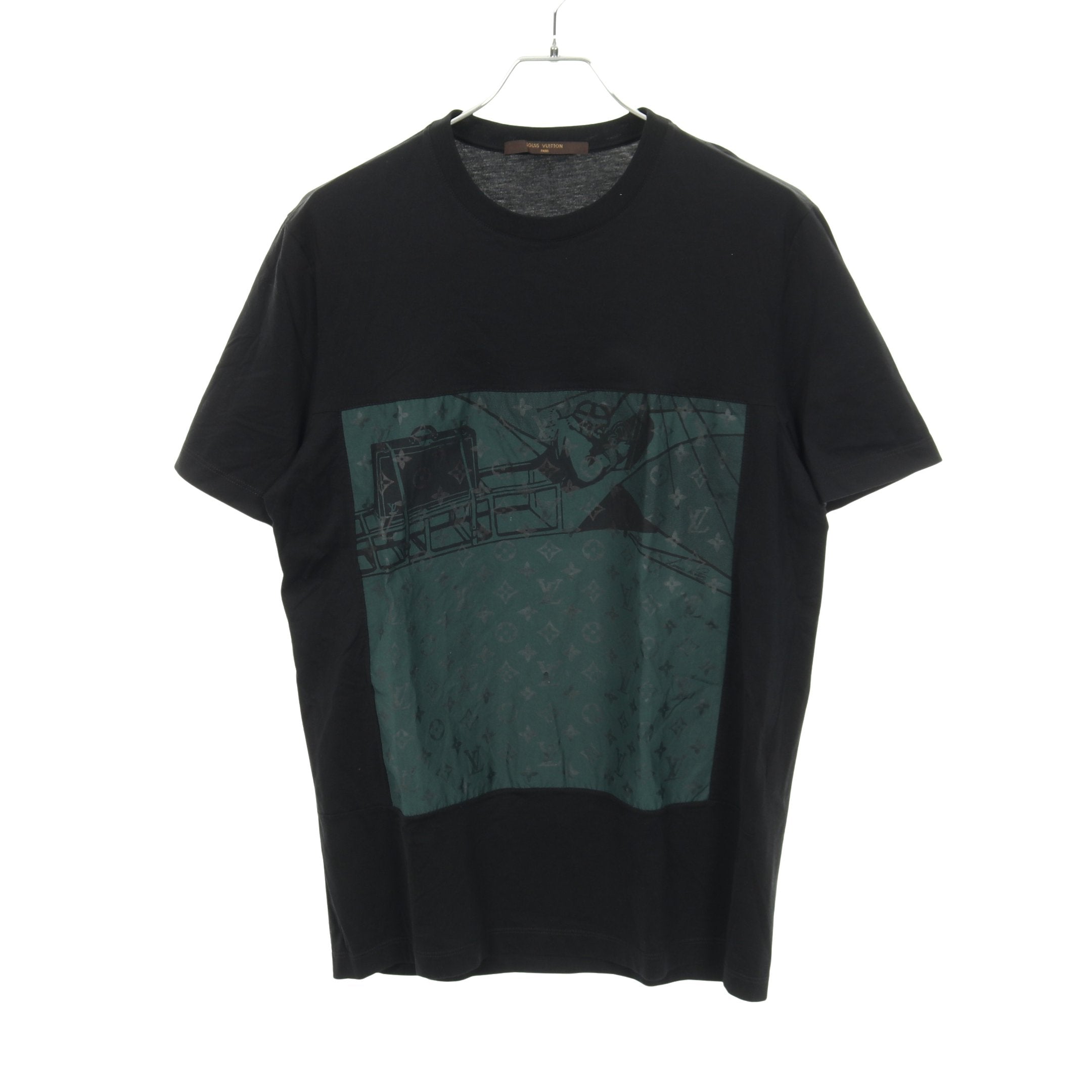 モノグラム 半袖Tシャツ クルーネック コットン ブラック グリーン