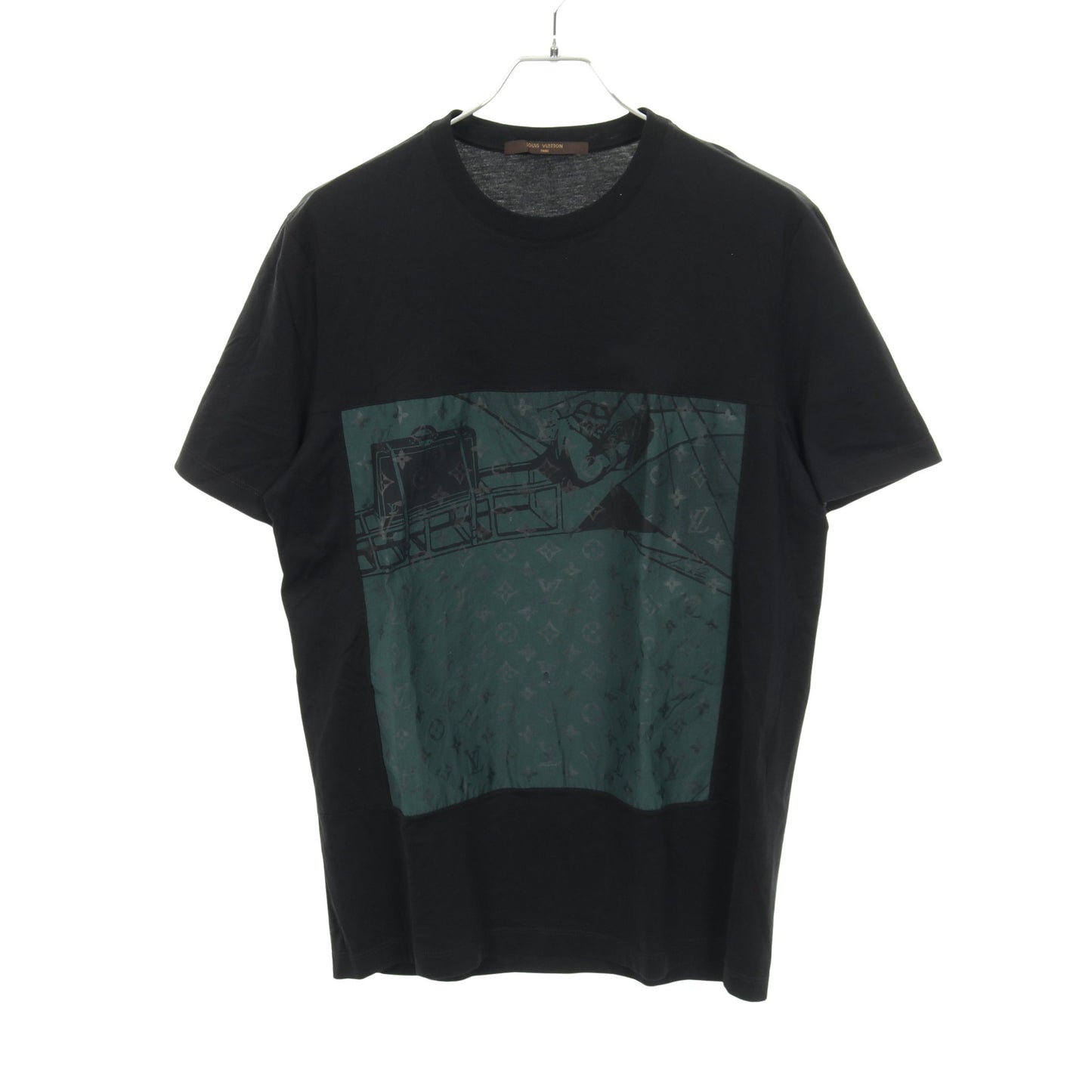 モノグラム 半袖Tシャツ クルーネック コットン ブラック グリーン ルイヴィトン トップス LOUIS VUITTON