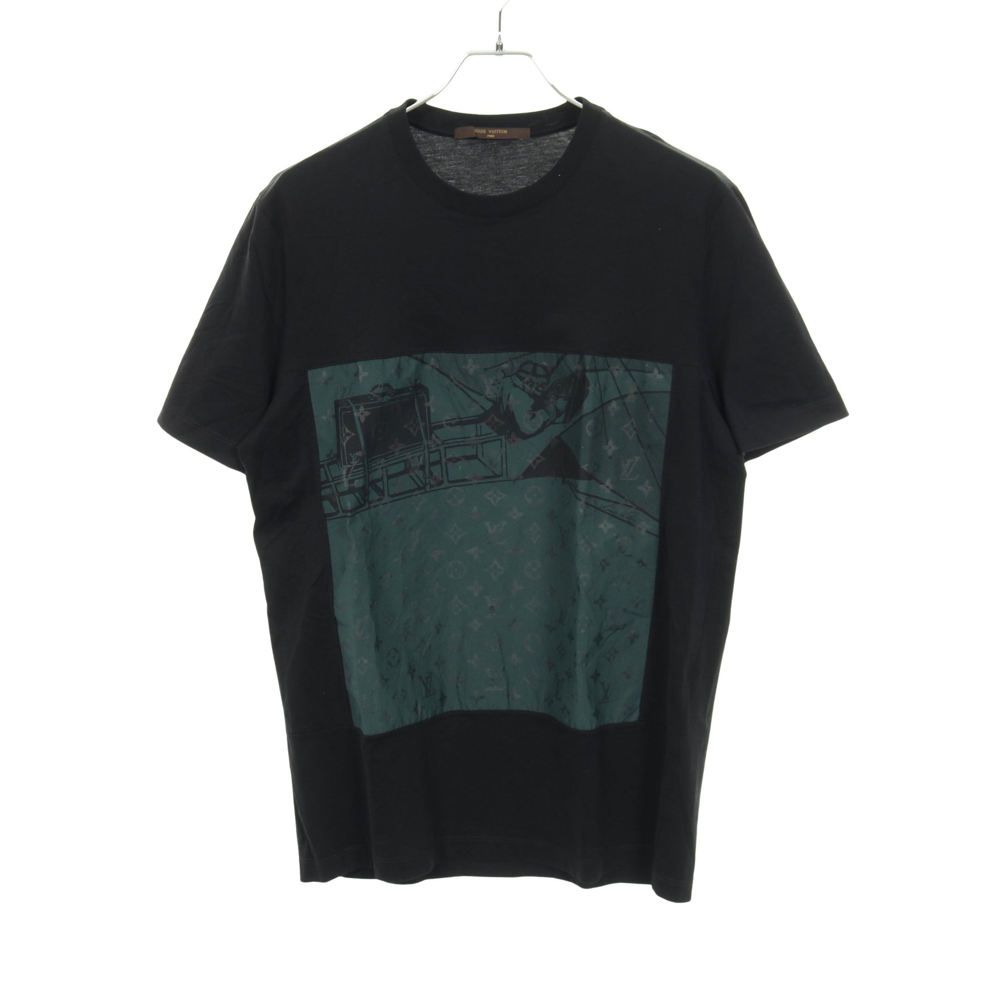 モノグラム 半袖Tシャツ クルーネック コットン ブラック グリーン ルイヴィトン トップス LOUIS VUITTON