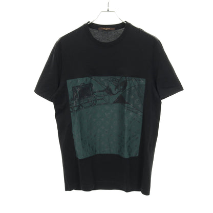 モノグラム 半袖Tシャツ クルーネック コットン ブラック グリーン ルイヴィトン トップス LOUIS VUITTON