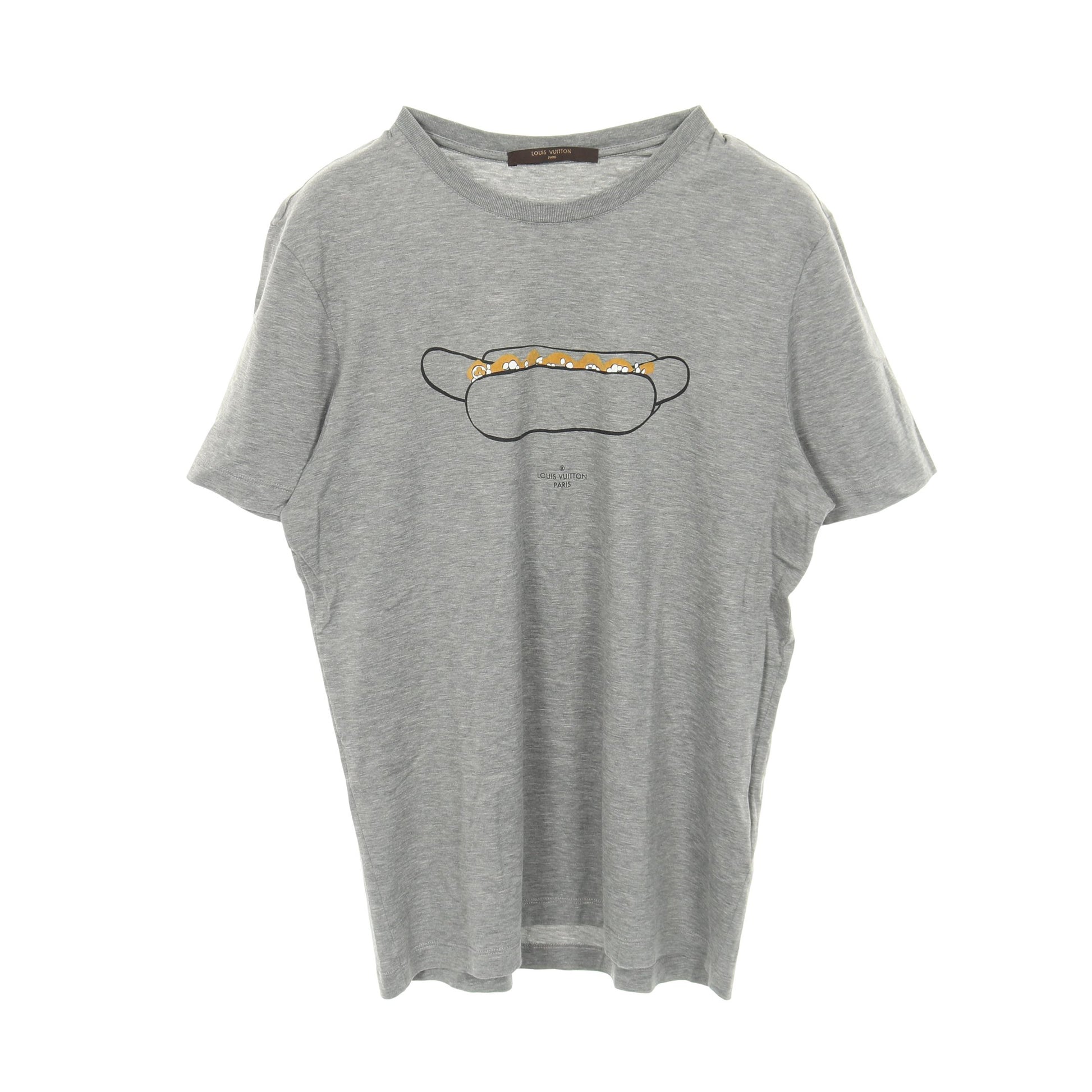 半袖Tシャツ クルーネック ホットドッグ プリント コットン グレー ルイヴィトン トップス LOUIS VUITTON