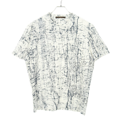 半袖Tシャツ クルーネック 総柄 コットン ホワイト ネイビー ルイヴィトン トップス LOUIS VUITTON