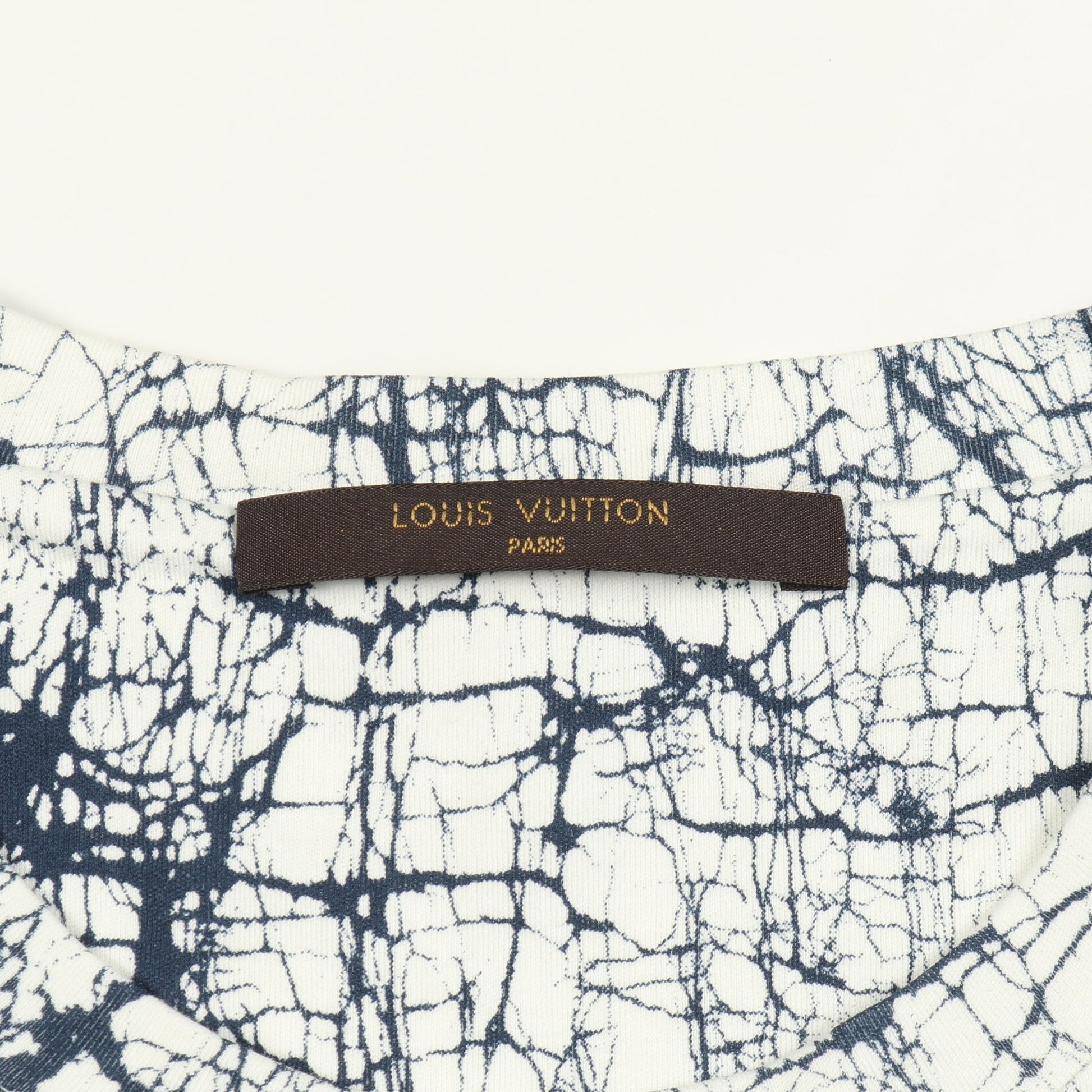 半袖Tシャツ クルーネック 総柄 コットン ホワイト ネイビー ルイヴィトン トップス LOUIS VUITTON