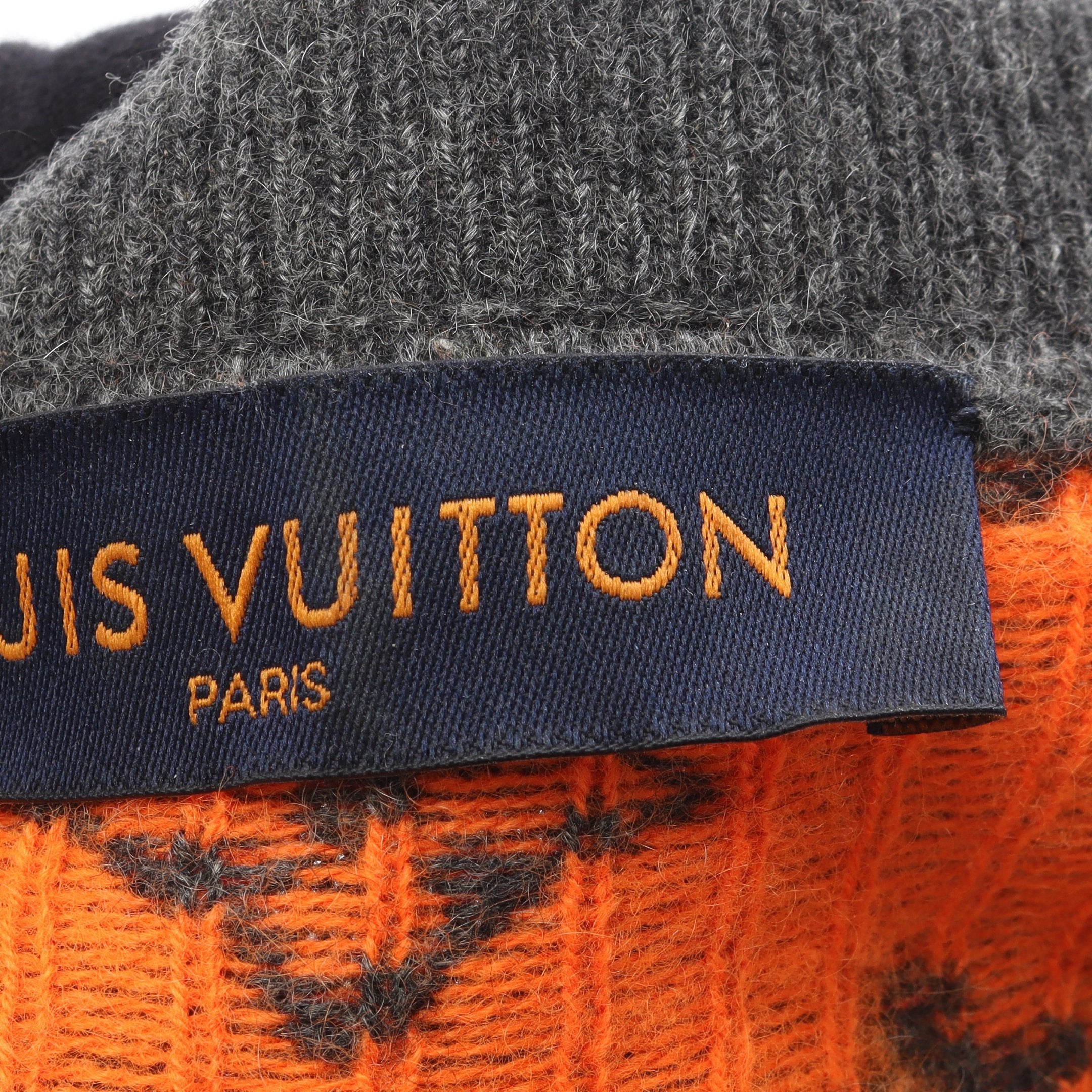 モノグラム ニット クルーネック カシミヤ グレー オレンジ ルイ