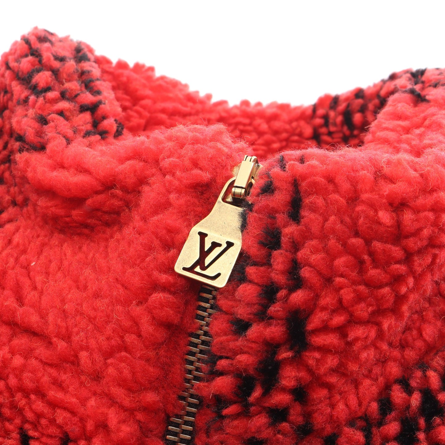 ダミエ フリース ブルゾン ボア チェック ウール レッド ブラック ルイヴィトン アウター LOUIS VUITTON