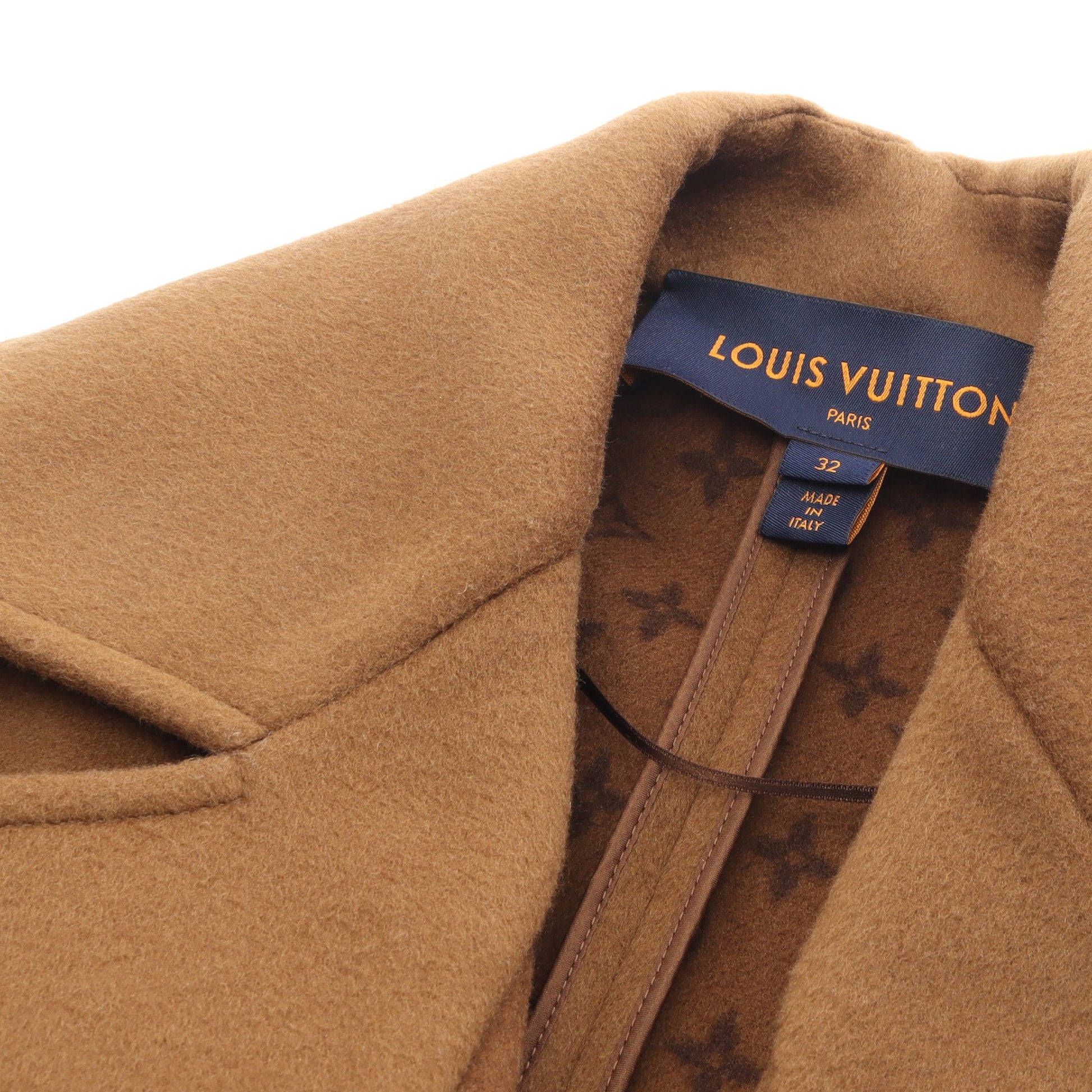 モノグラム チェスターコート ウール レザー ブラウン ブラック ルイヴィトン アウター LOUIS VUITTON