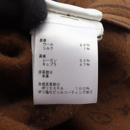 モノグラム チェスターコート ウール レザー ブラウン ブラック ルイヴィトン アウター LOUIS VUITTON